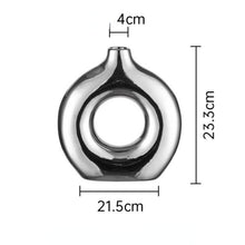 Load image into Gallery viewer, Circle Hollow Ceramic Vase - Silver , 23 cm