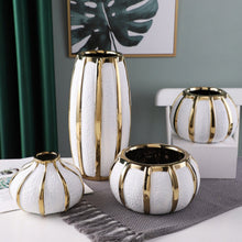 Load image into Gallery viewer, Gold and White Flower Pot - 18 cm