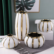 Load image into Gallery viewer, Gold and White Flower Pot - 29.5 cm