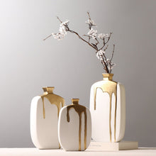 Load image into Gallery viewer, Golden Glaze Flower Vase - Gold and White 32.8 cm