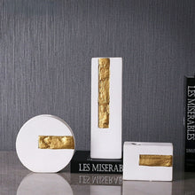 Load image into Gallery viewer, Rectangular Ceramic Vase - Gold and White, 27 cm