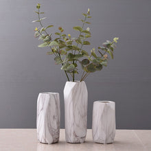 Load image into Gallery viewer, Geometric Ceramic Vase - White Marble, 26 cm