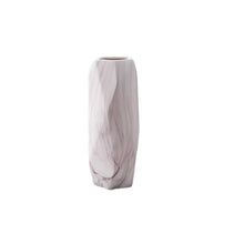 Load image into Gallery viewer, Geometric Ceramic Vase - White Marble, 26 cm