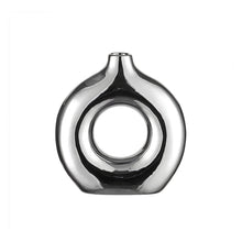 Load image into Gallery viewer, Circle Hollow Ceramic Vase - Silver , 23 cm