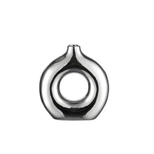Load image into Gallery viewer, Circle Hollow Ceramic Vase - Silver , 19 cm