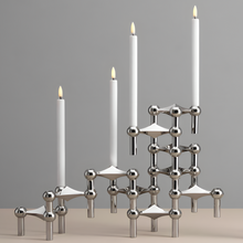 Load image into Gallery viewer, Molecular Structure Candle Holder - Set of 3, Silver
