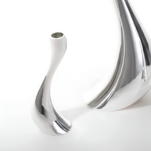 Load image into Gallery viewer, Curved Ceramic Candle Holder - Silver, 16cm
