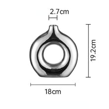 Load image into Gallery viewer, Circle Hollow Ceramic Vase - Silver , 19 cm

