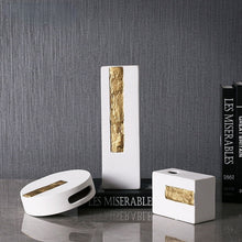 Load image into Gallery viewer, Circle Ceramic Vase - Gold and White, 15 cm
