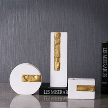 Load image into Gallery viewer, Circle Ceramic Vase - Gold and White, 15 cm
