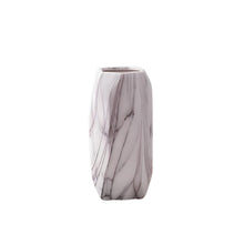 Load image into Gallery viewer, Geometric Ceramic Vase - White Marble, 21 cm
