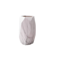 Load image into Gallery viewer, Geometric Ceramic Vase - White Marble, 17 cm
